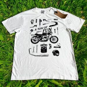 Royal Enfield Mens A Ton Of Fun T Shirt Sz M Continental GT Motorcycle Biker NWT